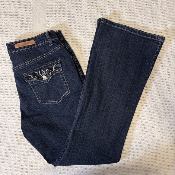 COS Denim Jeans Women’s Sz 10 Tall Embroidered Back pockets Bootcut Embellished - Picture 1 of 11